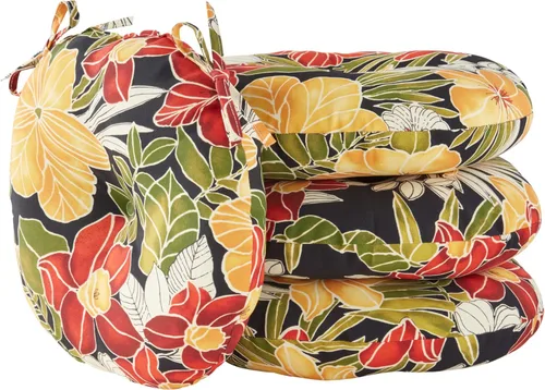 Vista 18 de Greendale Home Fashions Cojín redondo para asiento bistro de 15 pulgadas, 2 unidades (paquete de 1), Adobe Stripe