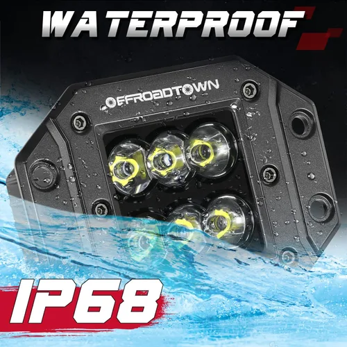 Vista 4 de Cápsulas LED de Montaje Empotrado, OFFROADTOWN 5'' 12,000LM Luces de Conducción LED CREE Luz de Reversa Luz de Respaldo Barra de Luz Empotrada Luces