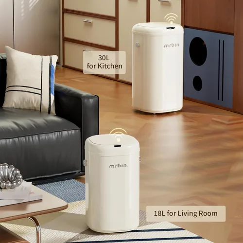 Vista 5 de MRBIN Cubo de basura de metal con sensor de movimiento para cocina de adsorción extraíble, 18 litros/4.8 galones, bolsa de absorción automática