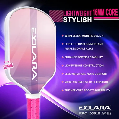 Vista 3 de Stylish Pickleball Paddle with Cover Case, Graphite Carbon Fiber Surface, Honeycomb Core, Non-Slip Grip Tape Paddle Cover Set Protective Edge for