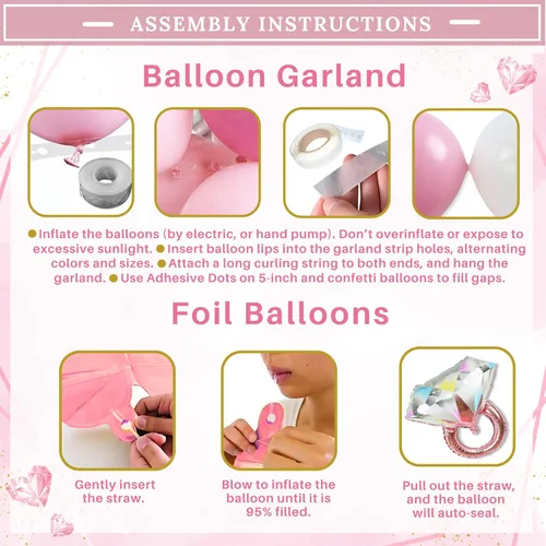 Vista 7 de 188 piezas de decoraciones rosas para despedida de soltera - Incluye arco de globos y cajas con letras de la A a la Z y más - Decoraciones