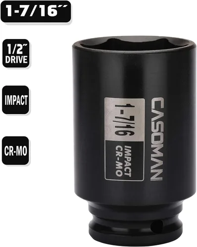 Vista 4 de CASOMAN Dado de Impacto Profundo de 6 Puntos de 1/2 Pulgada - 1-7/16" (SAE), CR-MO, Dado para Tuerca de Eje de 6 Puntos de 1/2 Pulgada