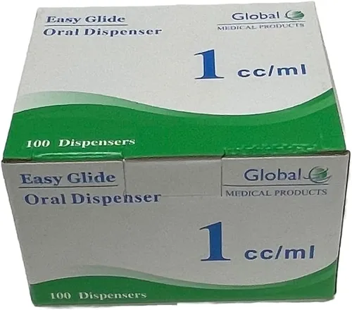 Vista 2 de Easy Glide Jeringa oral de 0.0 fl oz de 1 cc, estéril, tapas incluidas, ideal para medicina oral y cuidado del hogar, 50