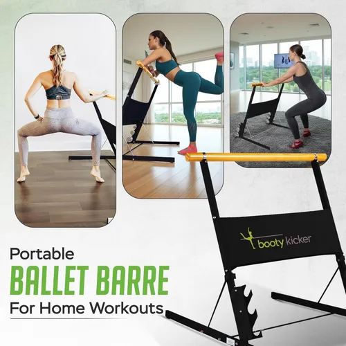 Vista 2 de Portable Folding Exercise Bar for Barre, Balance and Ballet Home Workouts, Strong Freestanding Stable Design