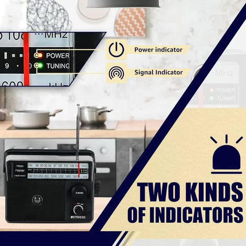 Vista 4 de Retekess Radios FM TR633 AM con Retevis RT20 Mini Walkie Talkie (paquete de 3), radio portátil enchufable en pared, conector de antena externa