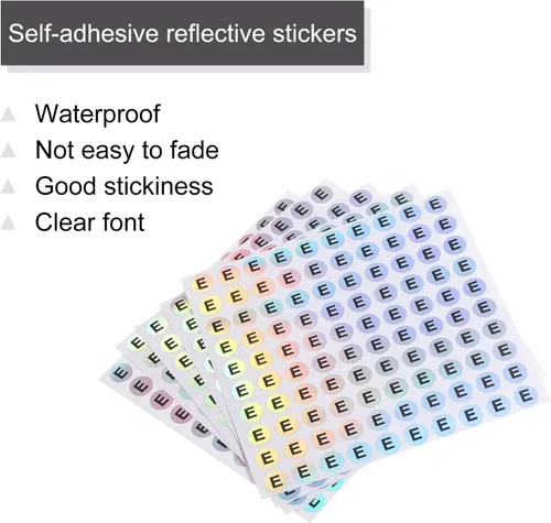 Vista 3 de MECCANIXITY Adhesivos con letras mayúsculas láser, letras mayúsculas de 3/8 pulgadas, letras del alfabeto E redondas, calcomanías reflectantes
