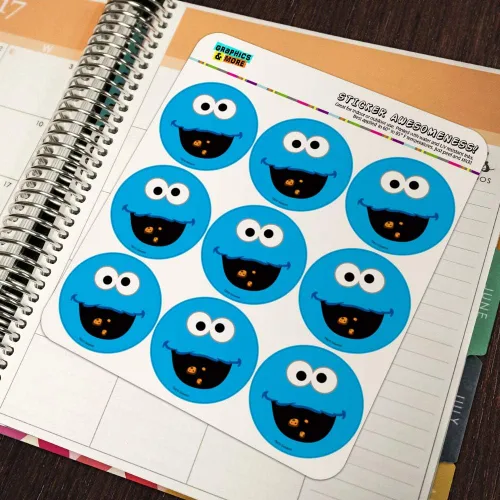 Vista 5 de Calendario planificador de cara de monstruo de galletas de Plaza Sésamo, álbum de recortes, calcomanías para manualidades