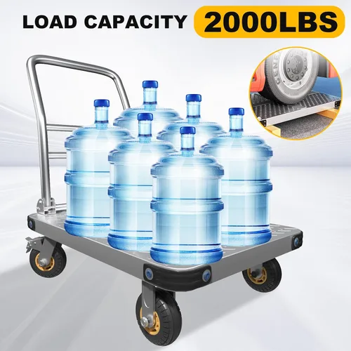 Vista 10 de Carro de plataforma plegable Carrito Dolly Carro de empuje Plataforma móvil (grande 36 x 24 pulgadas 2000 libras)