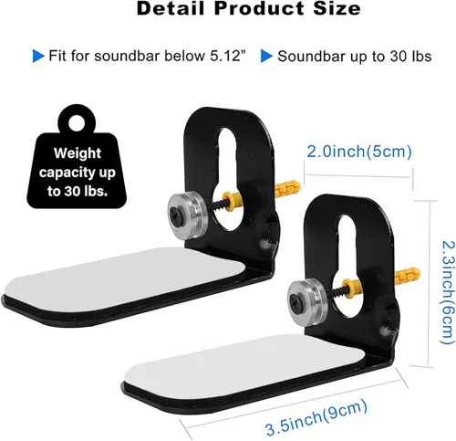 Vista 2 de Suixing Soporte universal para barra de sonido, soporte de montaje en pared, compatible con la mayoría de barras de sonido, soportes de montaje