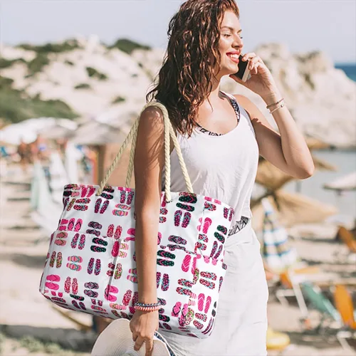 Vista 6 de Becokan Bolsa de playa para mujer, bolsa de playa extra grande, impermeable, a prueba de arena, con cremallera, bolsa de playa para piscina