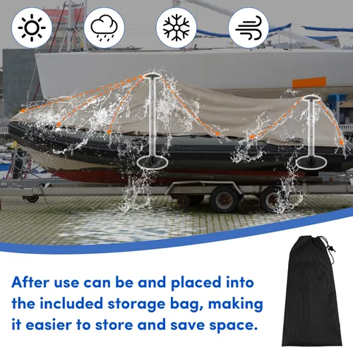 Vista 6 de Postes de soporte para cubierta de barco, sistema de soporte de cubierta de barco de acero inoxidable con correa de cincha, extensión de 4 etapas