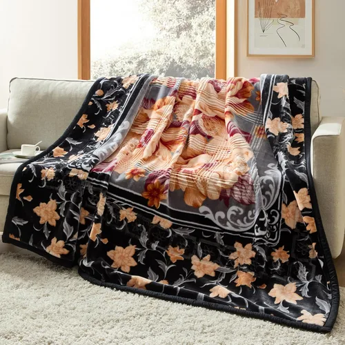 Vista 13 de Nestl Manta de Forro Polar de Terciopelo de 9 Libras Tamaño Queen - 2 Capas Pesada y Cálida Estilo Coreano - Raschel Impresa Reversible - Resistente
