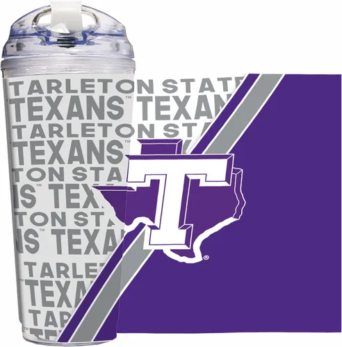 Vista 75 de Rico Industries NCAA - Vaso de acrílico estándar de 24 onzas con tapa con bisagras, vaso de doble pared con licencia oficial y popote