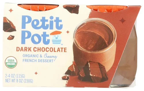 Petit Pot | Pudín francés orgánico | Chocolate negro | Sin gluten | Kosher | Listo para comer | Sin ingredientes artificiales, sin conservantes | 7