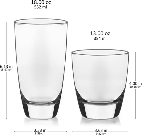 Vista 3 de Libbey Classic - Juego de vasos largos y vasos de whisky, 16 piezas