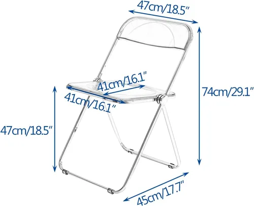 Vista 2 de 2 Pcs Stackable Folding Chair, Modern Transparent Acrylic Foldable Chair, Electroplating Frame, Party Chairs for Office Wedding Training(Black)