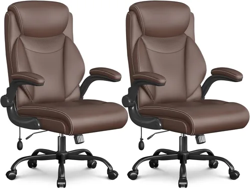 Vista 12 de Silla de oficina ejecutiva con respaldo alto transpirable y cómoda, silla de escritorio ergonómica de cuero acolchado con soporte lumbar inflable