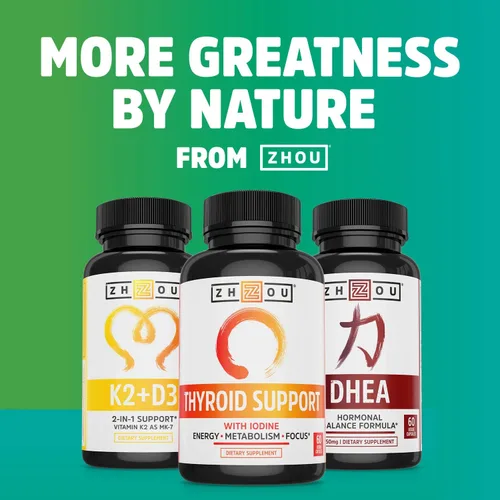 Vista 5 de Zhou DIM Active - Suplemento DIM, equilibrio hormonal para mujeres y hombres, apoyo hormonal con 250 mg de diindolilmetano - 60 cápsulas veganas