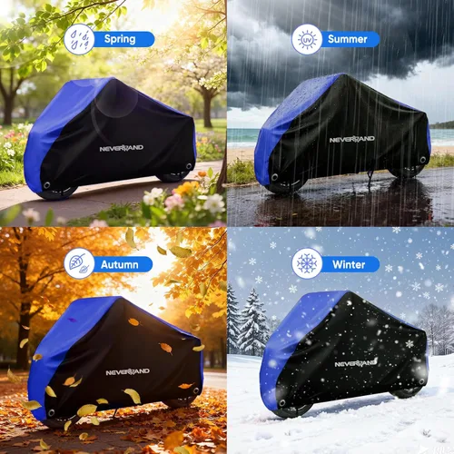 Vista 8 de NEVERLAND Funda para motocicleta impermeable al aire libre - Fundas para moto y scooter resistentes de tamaño mediano con agujeros de bloqueo
