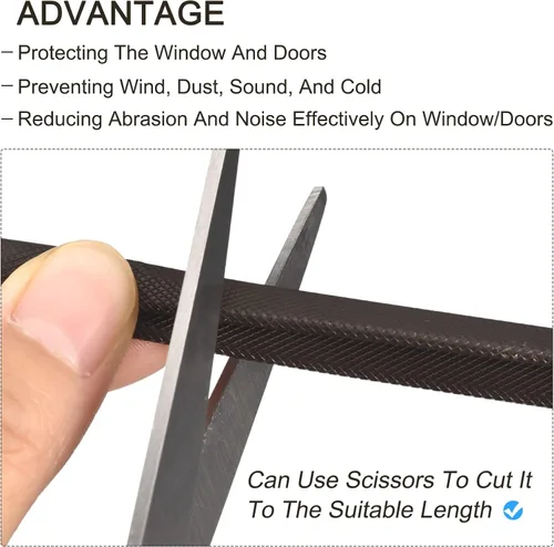 Vista 4 de uxcell Burlete para marco de puerta, tira de espuma autoadhesiva para ventana de 11 pies de largo y 0.35 pulgadas de ancho, tira de espuma flexible