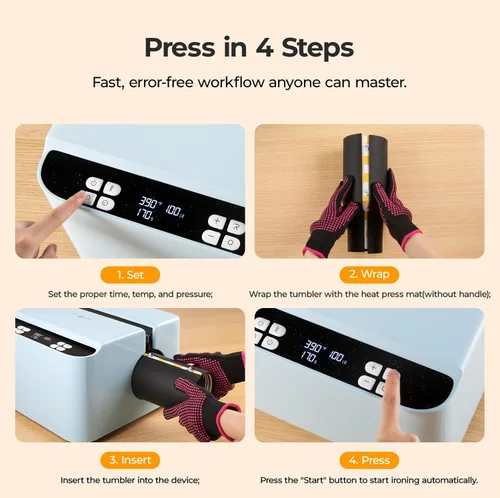 Vista 5 de HTVRONT Prensa de calor automática para vasos, A200H, máquina de prensa de calor de transferencia de taza completa para vasos de 40 OZ con asa