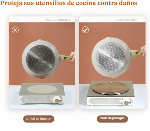 Vista 7 de Adaptador de placa de inducción, difusor de calor para estufa de gas y vidrio, disco convertidor de inducción con mango extraíble, placa difusora