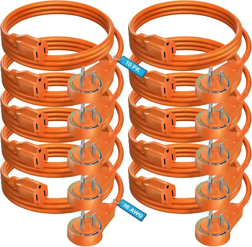 Vista 9 de Maximm Cable de extensión de enchufe plano giratorio de 360° de 0.5 pies, cable de alimentación de 3 clavijas, cable de alimentación de 16 Awg