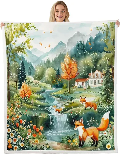 Vista 26 de Cartoon Animal Throw Flannel Blanket,Giraffe Zebra Lion Elephant Fleece Throw Blanket for Home Decor Sofa Couch,Pink Romantic Fleece Blanket,40"x50