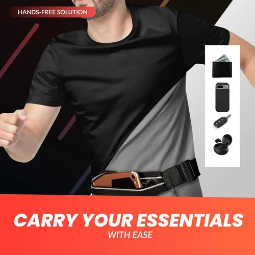 Vista 2 de Cinturón con número de carrera con correas elásticas, Cinturón negro, Talla única, Cinturón de carrera