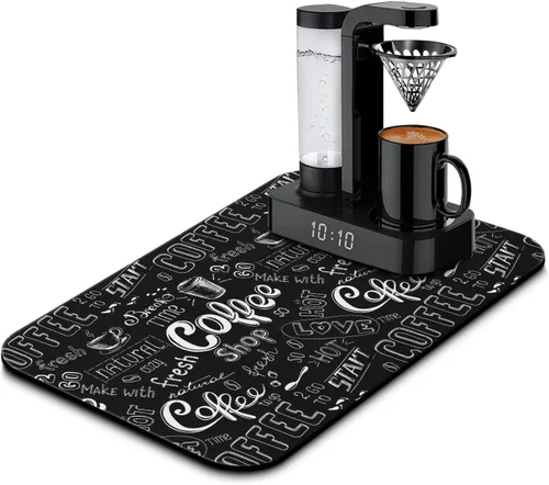 Vista 80 de Tapete de barra de café para encimeras 19inx12in, absorbente para ocultar las manchas, antideslizante, accesorios para bar de cafetería, cabe debajo
