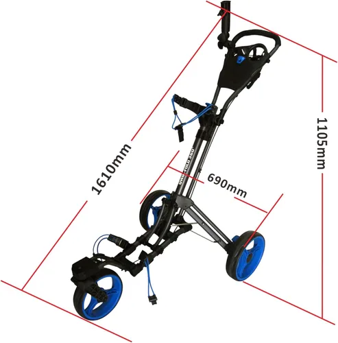 Vista 7 de Qwik-Fold Carrito de golf giratorio de 3 ruedas 360 con rueda delantera giratoria de 360 grados, carrito plegable de un segundo para abrir y cerrar