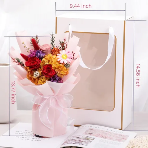 Vista 2 de Lovenfold Flores para entrega, ramos de flores preservadas, ramos de rosas rojas que duran de 1 a 3 años, regalos de flores de cumpleaños