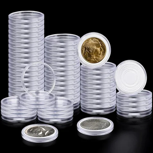 Vista 10 de 10 piezas de cápsulas transparentes para monedas, portamonedas de dólar de plata, portamonedas para coleccionistas, estuche de monedas de plástico