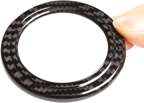 Vista 2 de Cubierta del botón de parada del comienzo del motor de la fibra del carbono 100% real para el anillo de la decoración del botón de Maserati