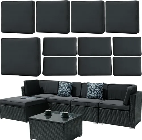 Vista 9 de Fundas de cojín de repuesto para patio, impermeables, para sofá de 6 plazas, juego de fundas con cremalleras, solo funda lavable (cian)