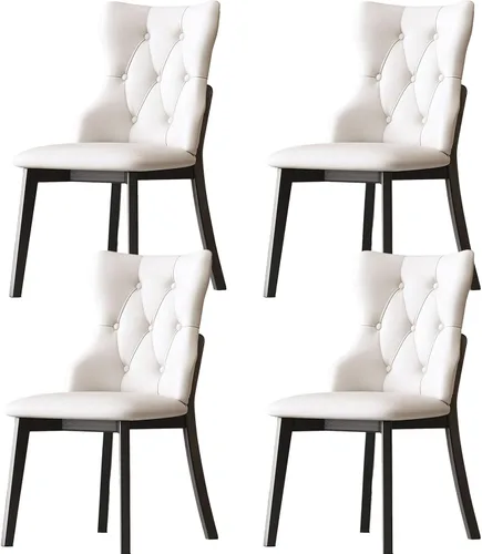 Vista 31 de Upholstered Dining Chairs with Backrest,Kitchen Chairs Leather,Living Room Chair with Wood Legs for Home, Restaurant, Hotel, Conference Room, Grey