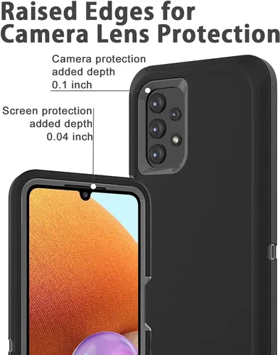 Vista 2 de Para Samsung Galaxy A32 5G Caso,Funda a prueba de golpes a prueba de polvo para iPhone Samsung Galaxy A32 5G (negro)