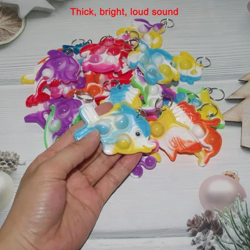 Vista 3 de Goodangie00 Bulk Turtle Octopus Dolphin Mermaid Shark Fish Ocean Mini Pop Fidget Toys for Students Prize, Summer Party Favors