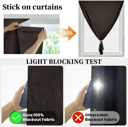 Vista 2 de Cortinas de Puerta Francesa 100% Opacas, Cortinas de Ventana Pequeña que Oscurecen la Habitación, Persianas de Puerta Tricia con Aislamiento Térmico