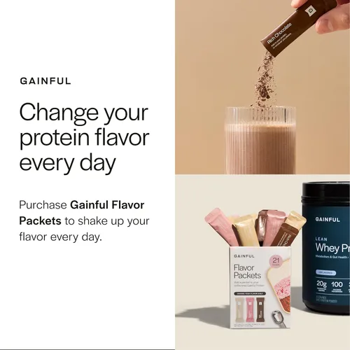 Vista 4 de Gainful Everyday Whey Protein en polvo, 0.81 oz de proteína, sin sabor, 14 porciones