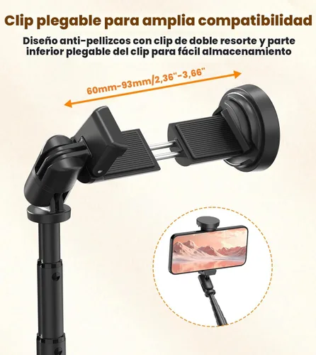 Vista 6 de TONEOF Trípode automático de 66 pulgadas, soporte de trípode para teléfono de apertura automática con control remoto magnético recargable, trípode