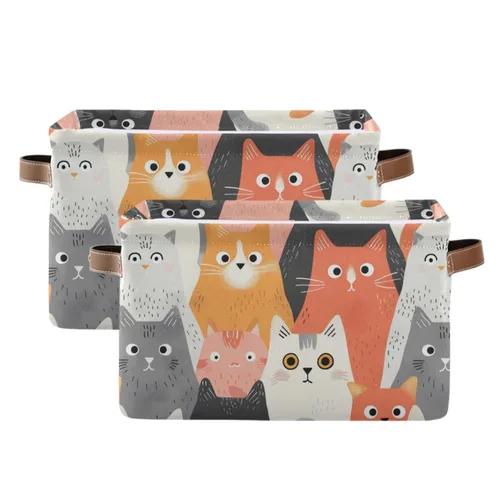 Vista 26 de Emelivor ABC - Contenedor de almacenamiento plegable con asa rectangular impermeable ABC Dinosaurios cesta para almacenamiento cubo organizador