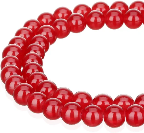 Vista 27 de RUBYCA 1 hebra 10MM Jade imitación ronda pintado recubierto de cuentas de vidrio DIY fabricación de joyas bebé rosa