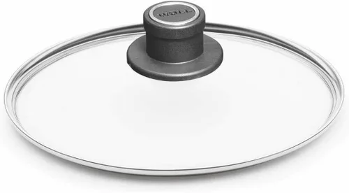 Vista 18 de Woll Tempered Glass with Stainless Steel Rim and Vented Knob Round Lid, 12", Clear
