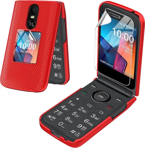 Vista 7 de Funda para teléfono TCL Flip 4 5G/T440 (2025) con protector de pantalla Cubierta protectora rígida delgada (negro)