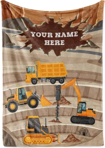 Vista 10 de Manta personalizada para camión, fabricada en Estados Unidos y enviada al día siguiente, diseño de excavadora de construcción de vellón suave