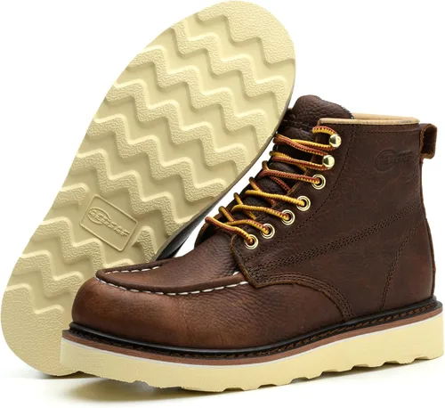 Vista 5 de Botas de trabajo para hombre - Botas de trabajo de 6 pulgadas con punta de cuña suave, Botas de trabajo impermeables para hombre