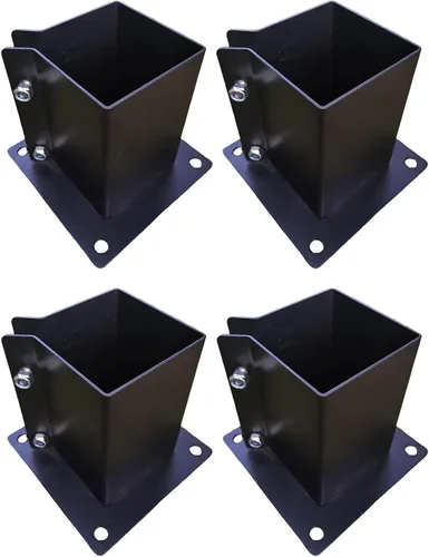 Vista 9 de Cubierta de base de postes de madera de 4 x 4 pulgadas, tamaño interior de 3.5 x 3.5 pulgadas, 1 paquete de soporte de poste de valla negra