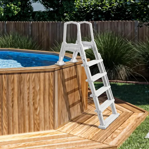 Vista 6 de XtremepowerUS Escalera para Piscina Elevada con Alfombrilla Protectora – Sistema de Escalones de Entrada Inclinada + Almohadilla de 10 x 24 Pulgadas