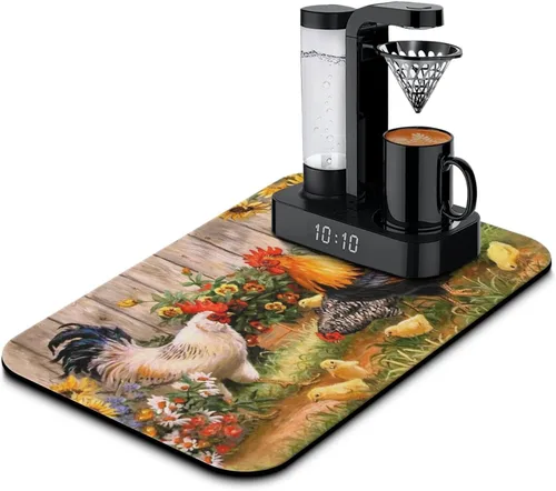 Vista 39 de Tapete de barra de café para encimeras 19inx12in, absorbente para ocultar las manchas, antideslizante, accesorios para bar de cafetería, cabe debajo